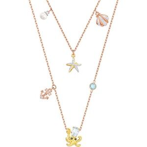 Authentic Swarovski Crystal Ocean Necklace, Anchor Starfish & Octopus Motif